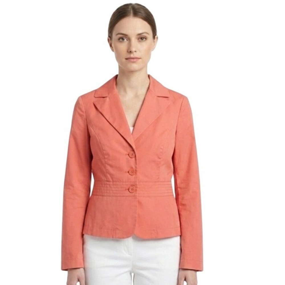 Pendleton Petite Coral Cotton Blend 3 Button Blazer Jacket PF938-68492 Size 10P
